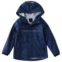 Custom Children Cotton Lined Hooded PU Raincoat for Kids Rain Jacket Waterproof Rain Gear